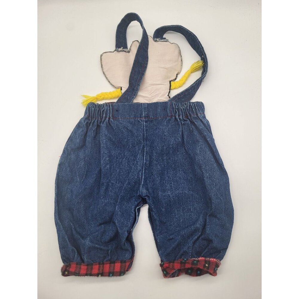 VTG Minnie Mouse Cowgirl Farmer Country Applique Denim Overalls One Piece 6-9M - Picture 2 of 10